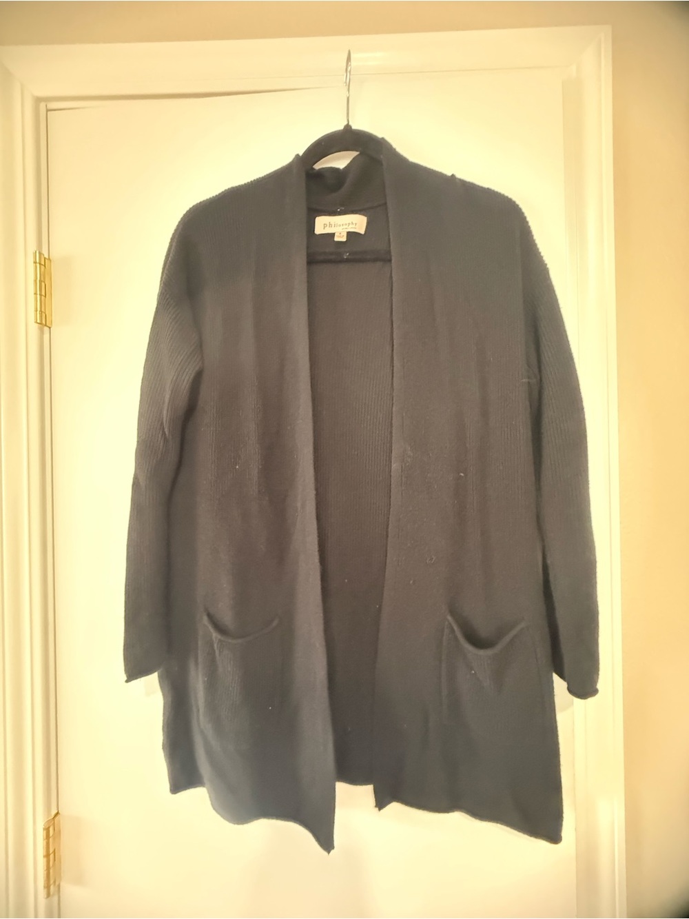Philosophy black Open-Front Knit Cardigan Sweater